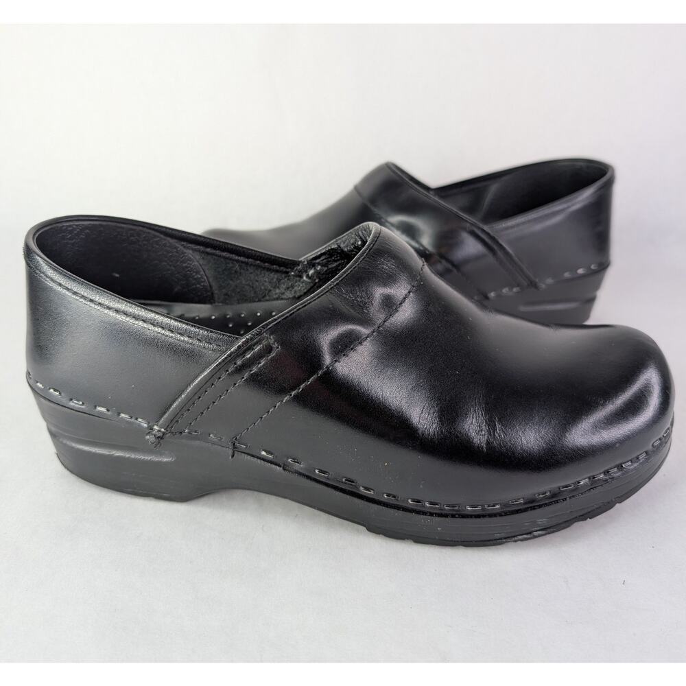Dansko Black Leather Clogs Professional Nurse Hospital Slip-on EU 38 US 7.5-8